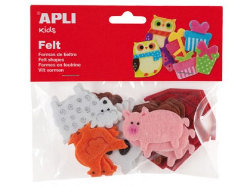 Figura em feltros apli com forma de animais bolsa de 18 unidades , Apli , 75442 , 8410782137856